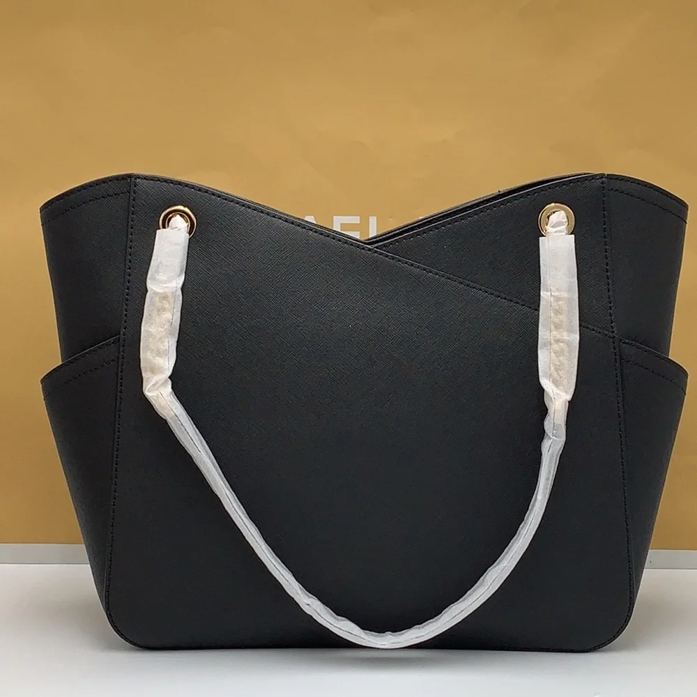 MICHAEL KORS Jet Set Large Saffiano Leather XChain Shoulder Bag BLACK COLOR